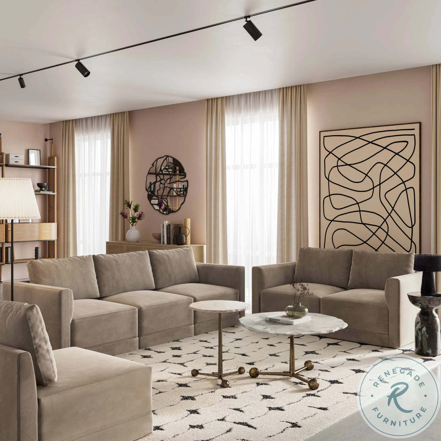 Willow Taupe Velvet Modular Sofa - Image 2