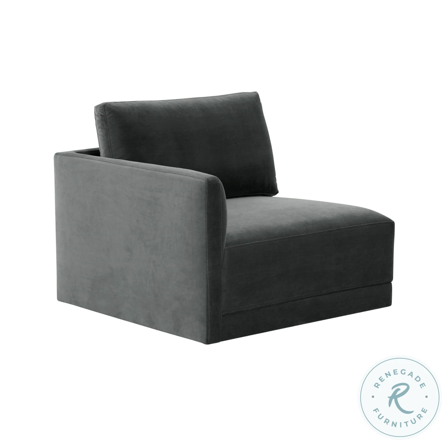 Willow Charcoal Modular Velvet Loveseat - Image 8