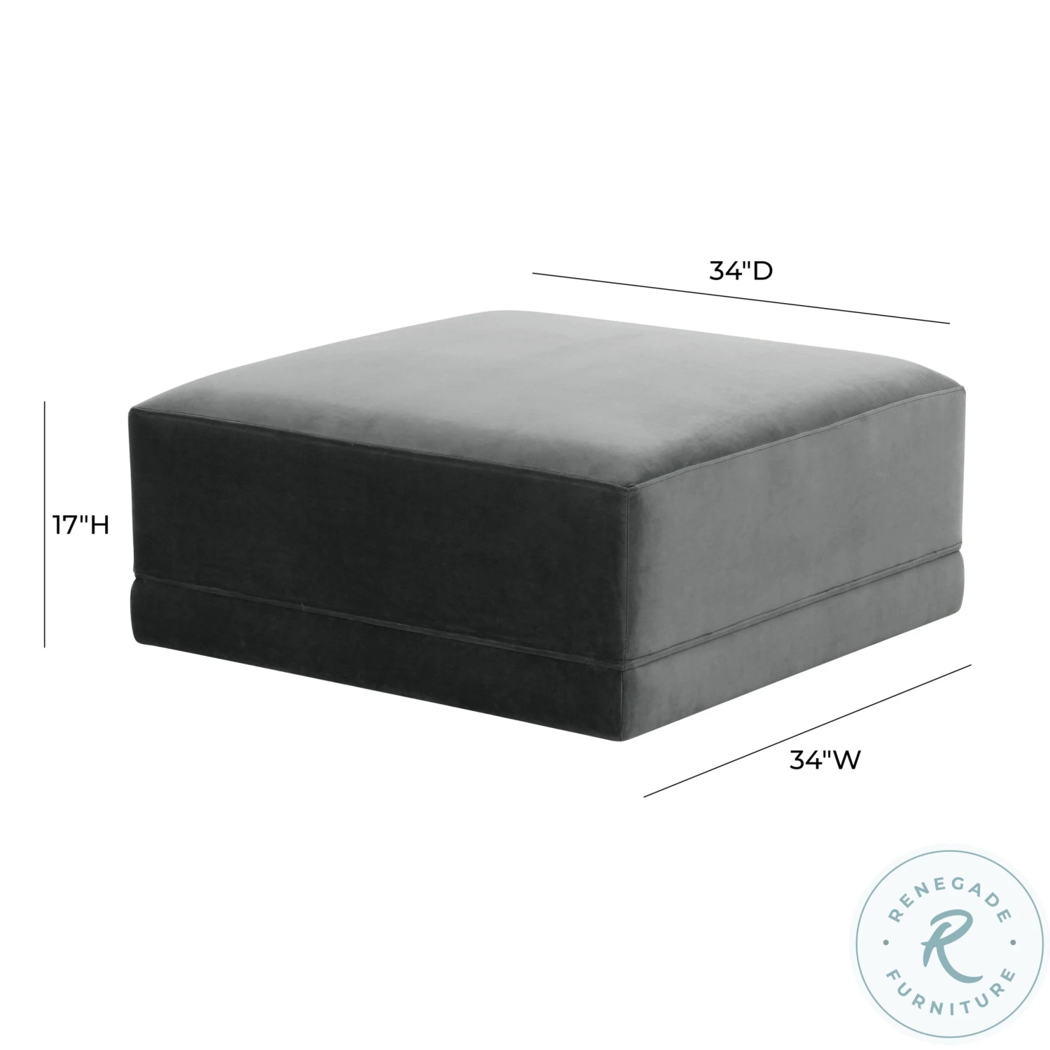 Willow Charcoal Velvet Ottoman - Image 3