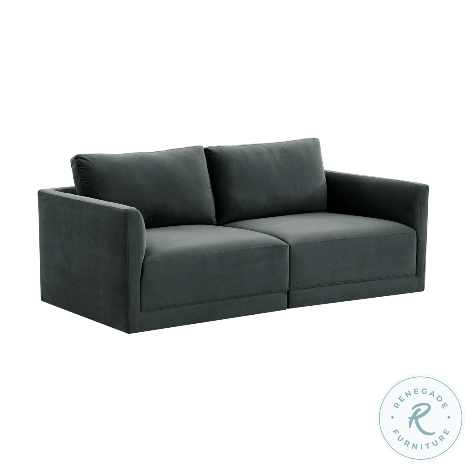 Willow Charcoal Modular Velvet Loveseat - Image 4