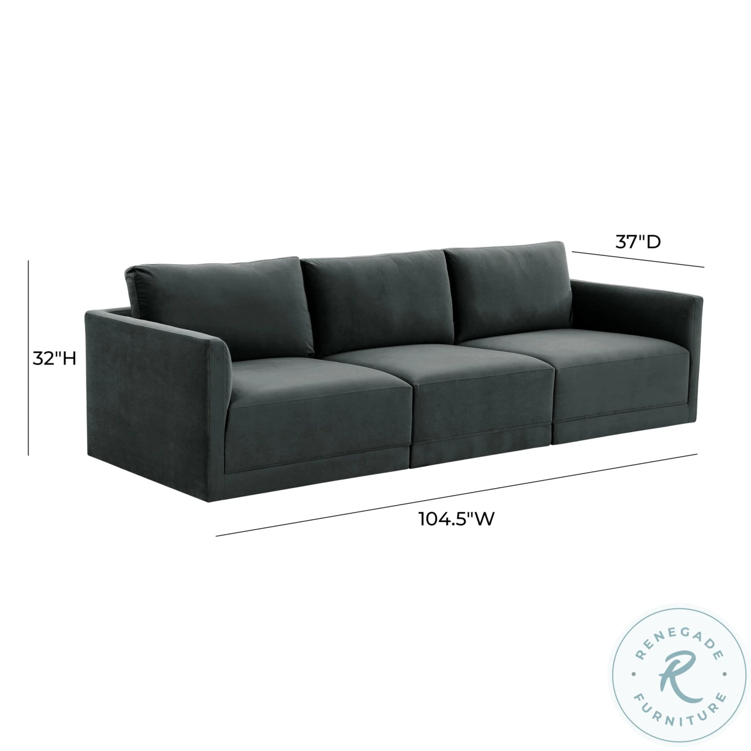 Willow Charcoal Velvet Modular Sofa - Image 3