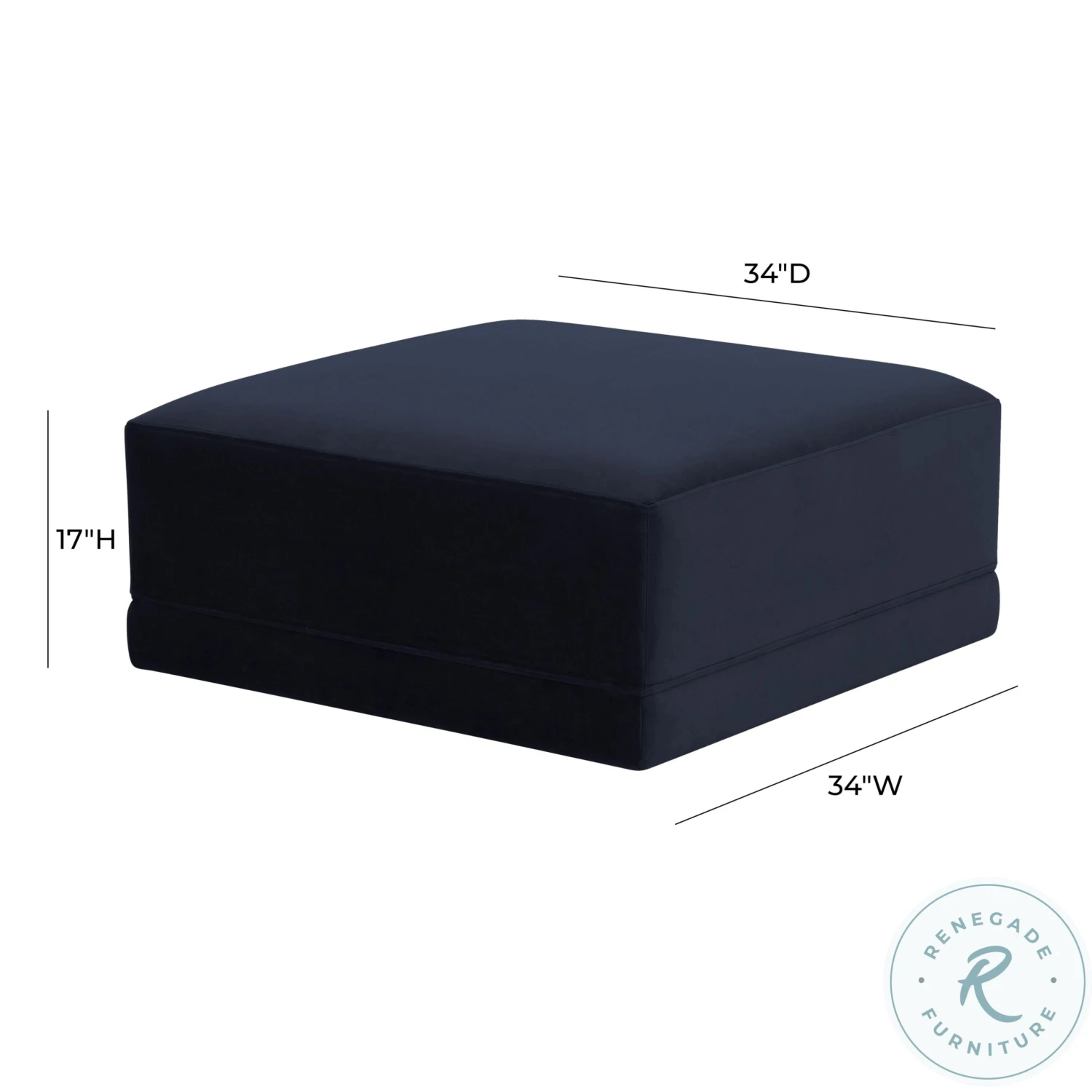 Willow Navy Velvet Ottoman - Image 3