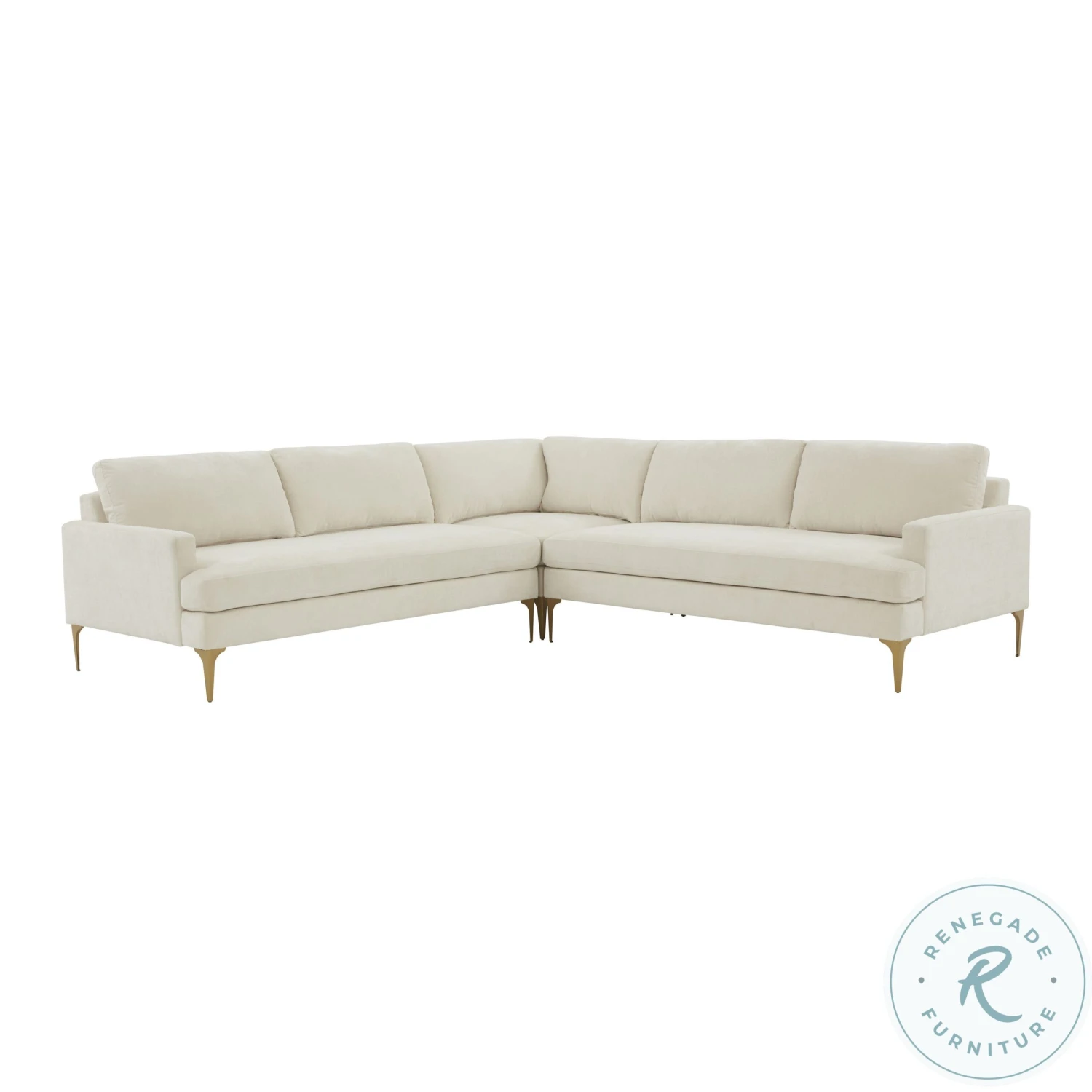 Serena Cream Sectional With Brass Legs - Image 6