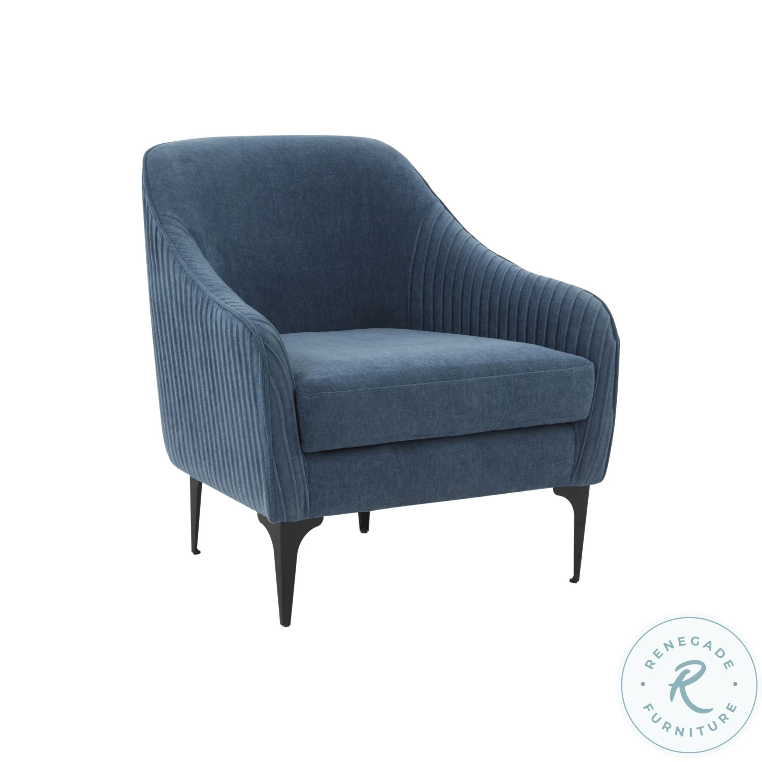 Serena Blue Velvet Accent Chair With Black Legs - Image 5