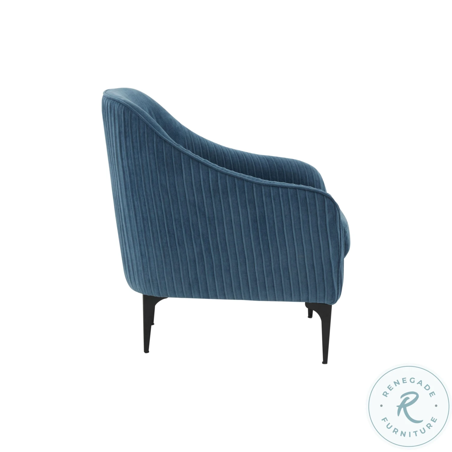 Serena Blue Velvet Accent Chair With Black Legs - Image 6