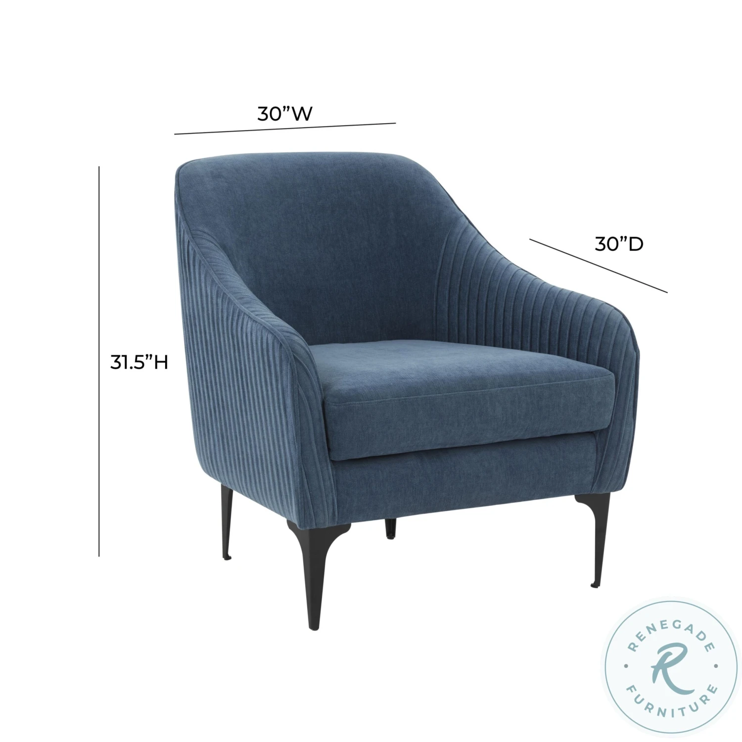 Serena Blue Velvet Accent Chair With Black Legs - Image 9