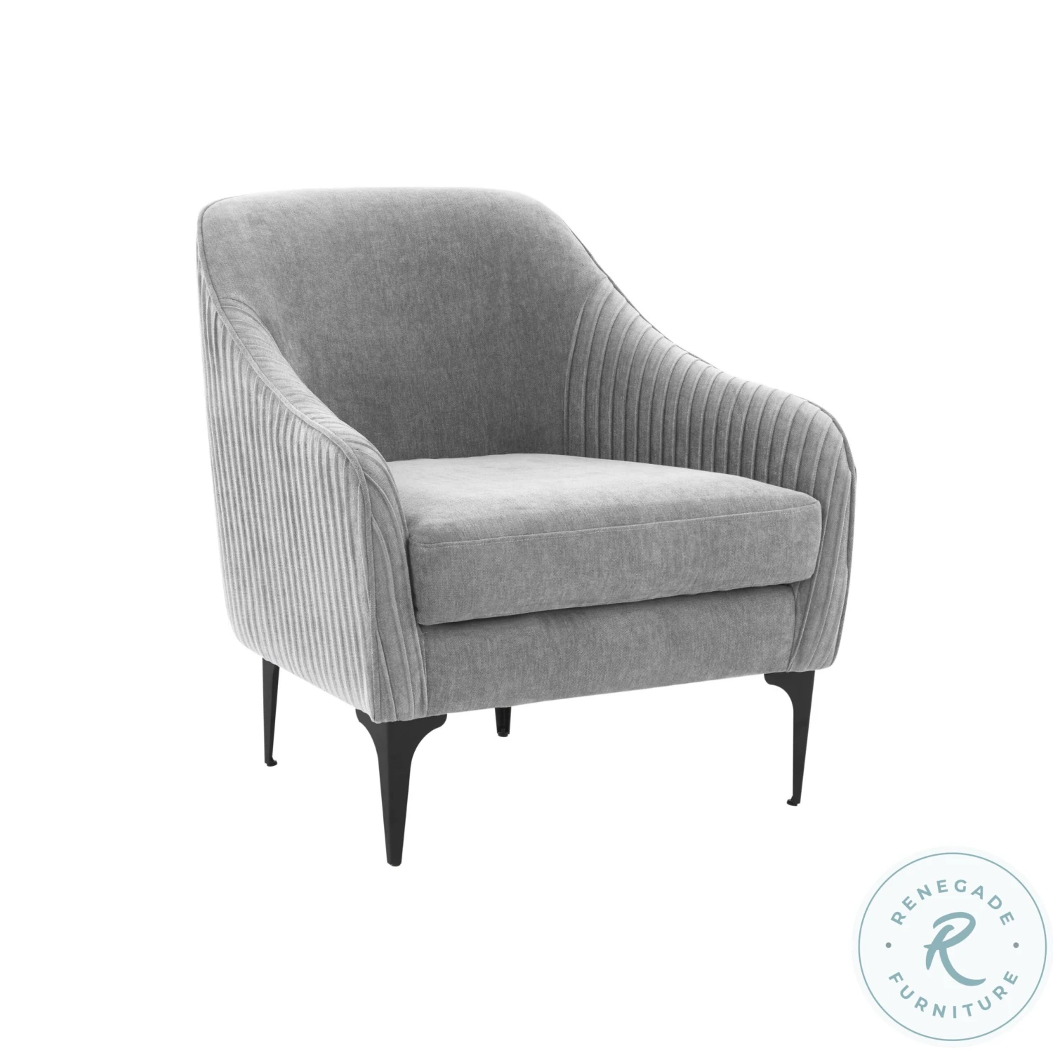 Serena Gray Velvet Accent Chair With Black Legs - Image 5