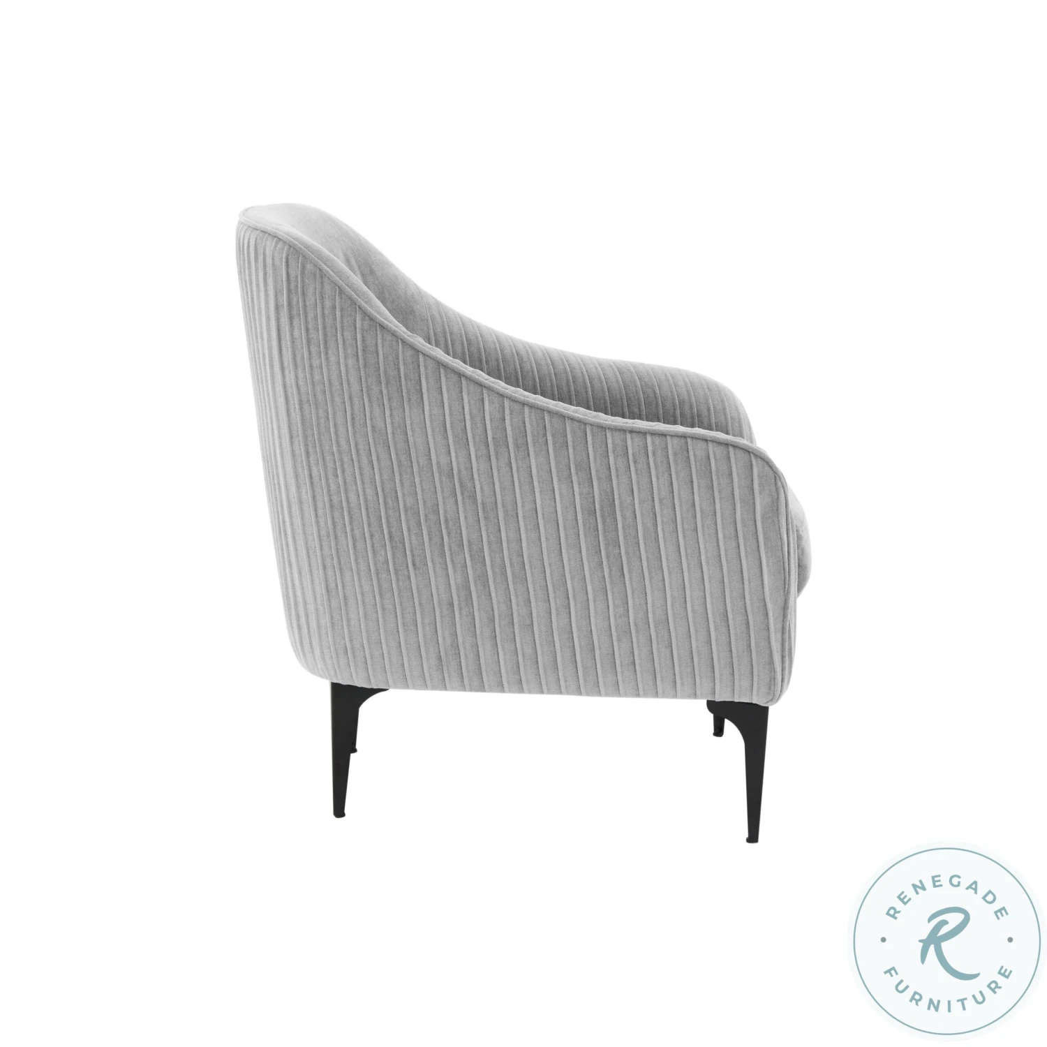Serena Gray Velvet Accent Chair With Black Legs - Image 6