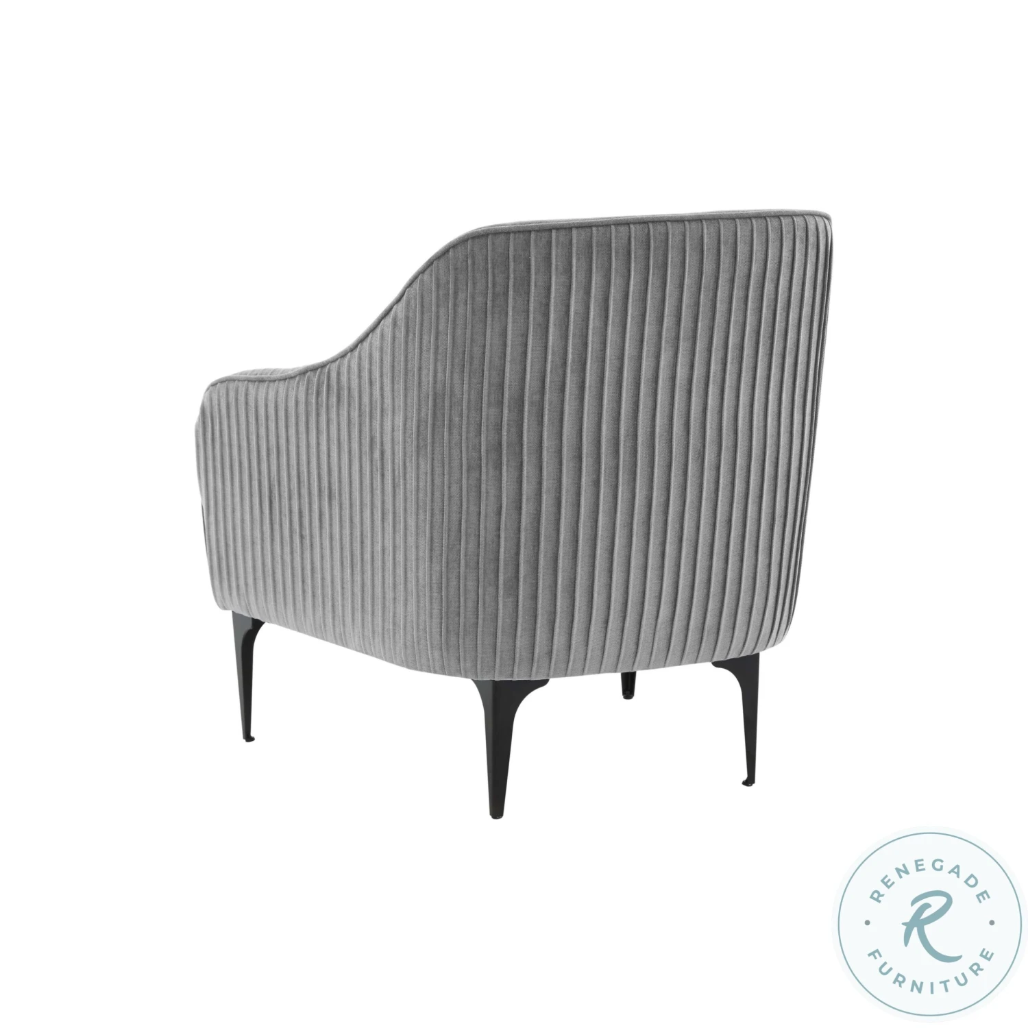 Serena Gray Velvet Accent Chair With Black Legs - Image 8