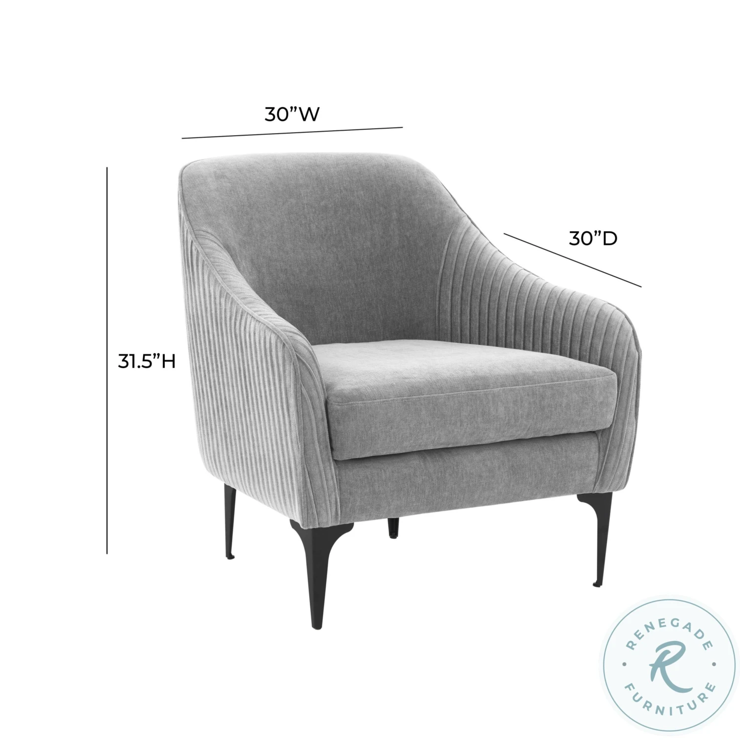 Serena Gray Velvet Accent Chair With Black Legs - Image 9