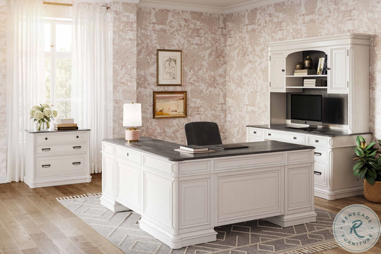 Roanoke White L-Shaped Home Office Set - Image 2