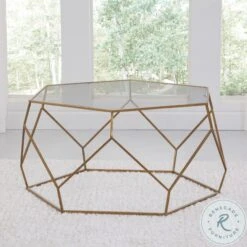 Roxy Clear Glass And Gold Hexagonal Cocktail Table