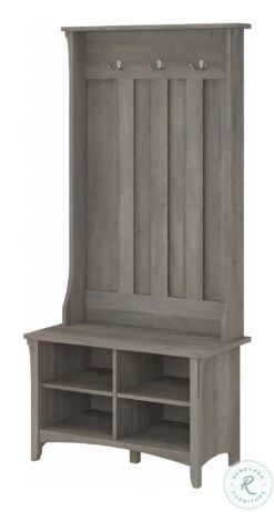 Salinas Driftwood Gray Hall Tree With Shoe Storage Bench