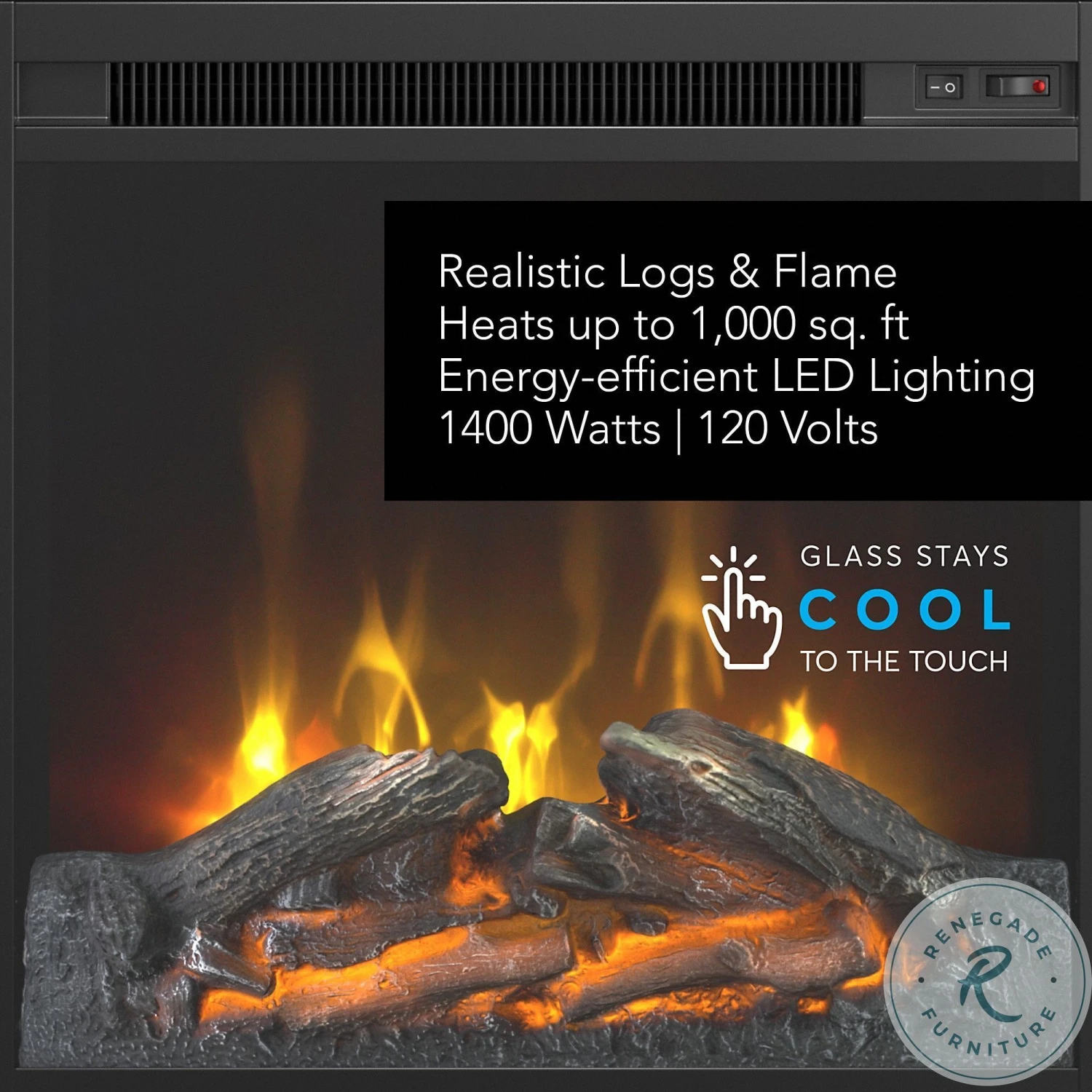 Studio C Platinum Gray 24" Electric Fireplace With Shelf - Image 4