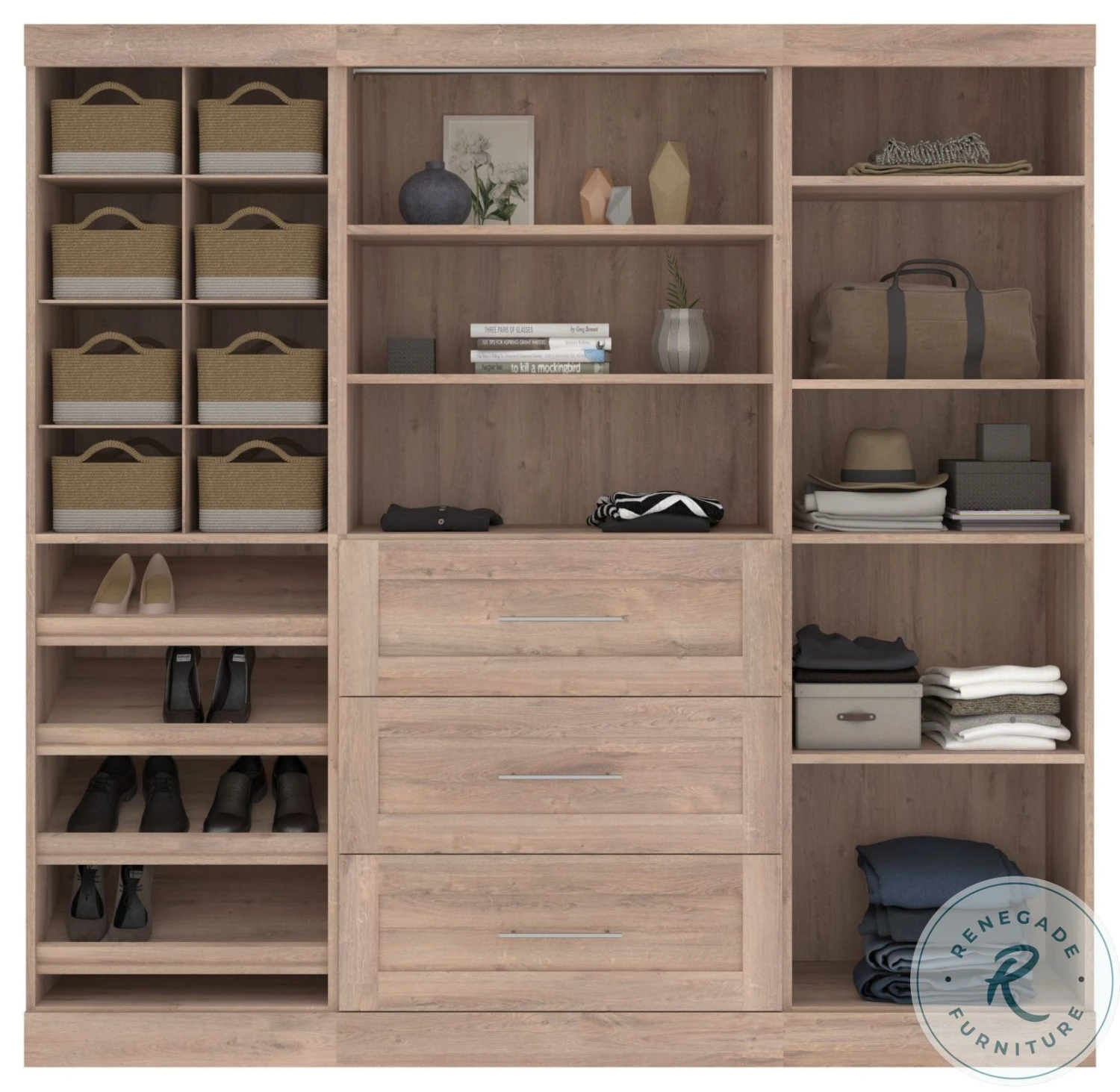 Pur Rustic Brown 86" Closet Organizer With Storage Cubbies - Image 6