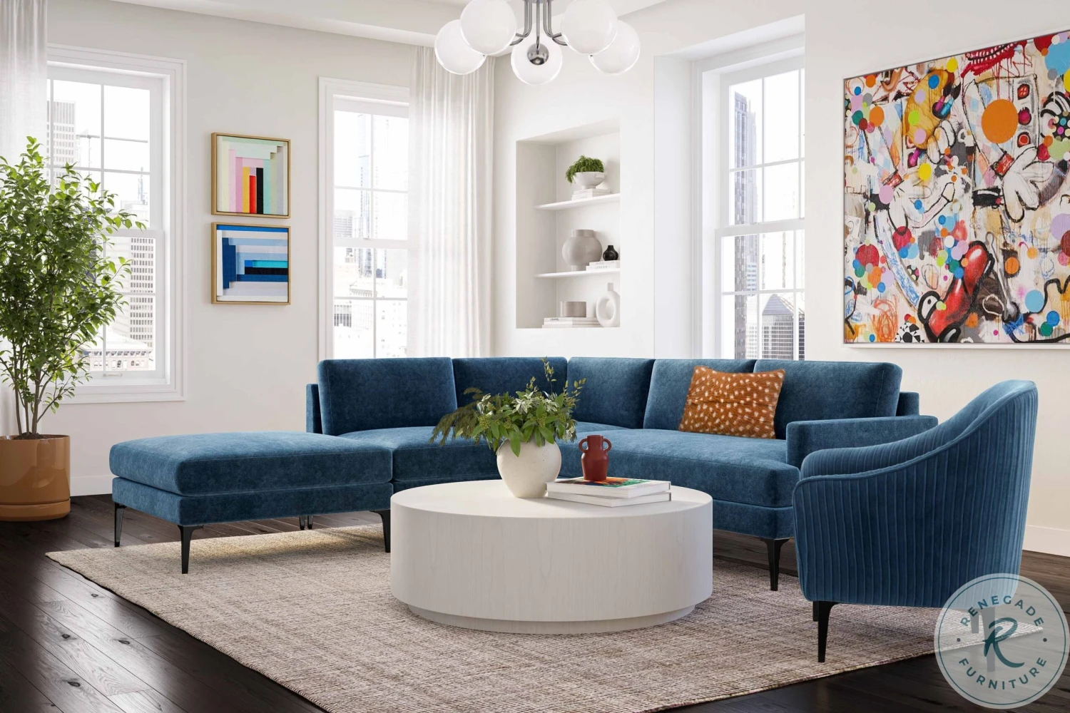 Serena Blue Velvet Accent Chair With Black Legs - Image 3