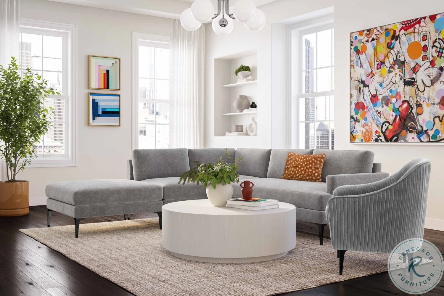 Serena Gray Velvet Accent Chair With Black Legs - Image 3