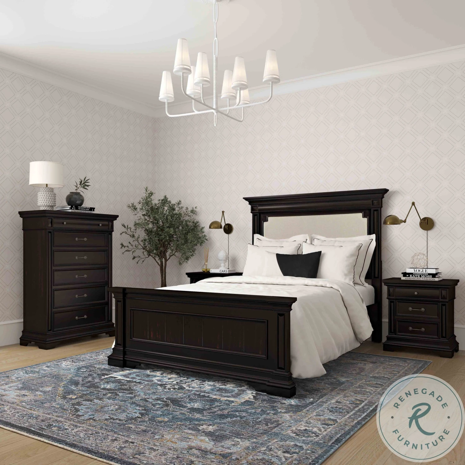 Stamford Brown Queen Upholstered Panel Bed - Image 4