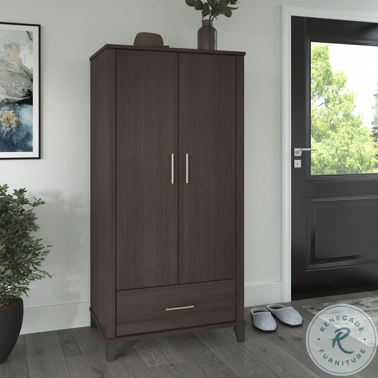 Somerset Storm Gray Large Armoire Cabinet - Image 8