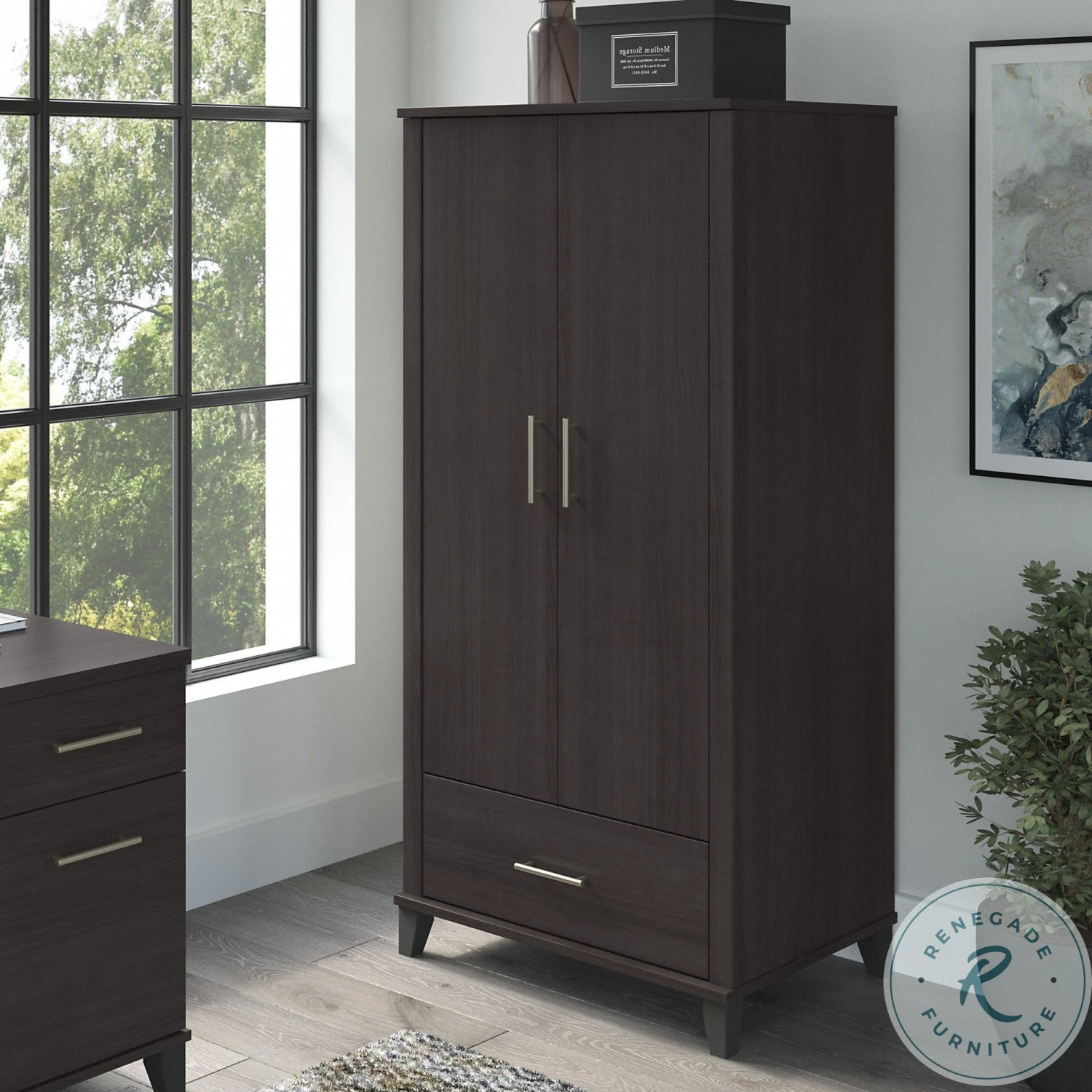 Somerset Storm Gray Large Armoire Cabinet - Image 7