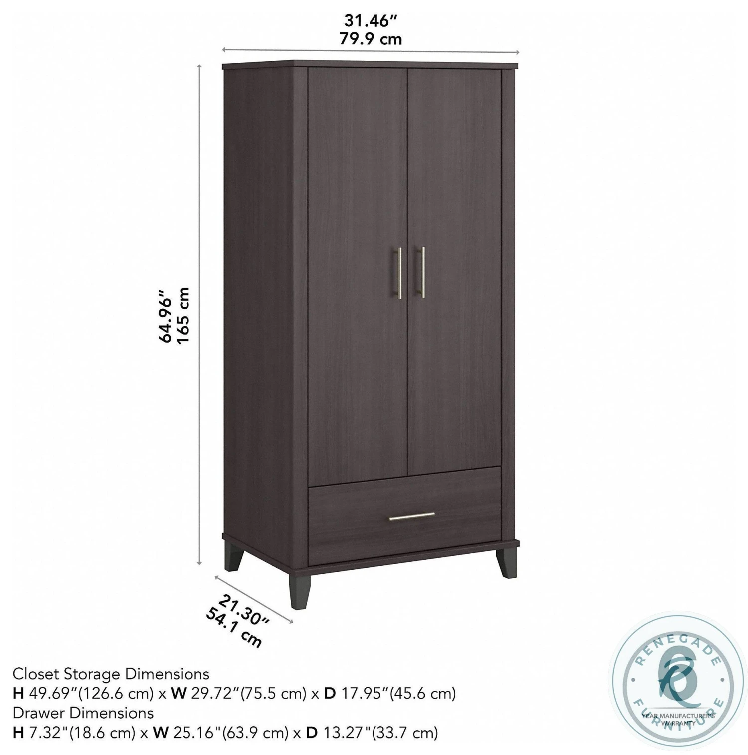 Somerset Storm Gray Large Armoire Cabinet - Image 2