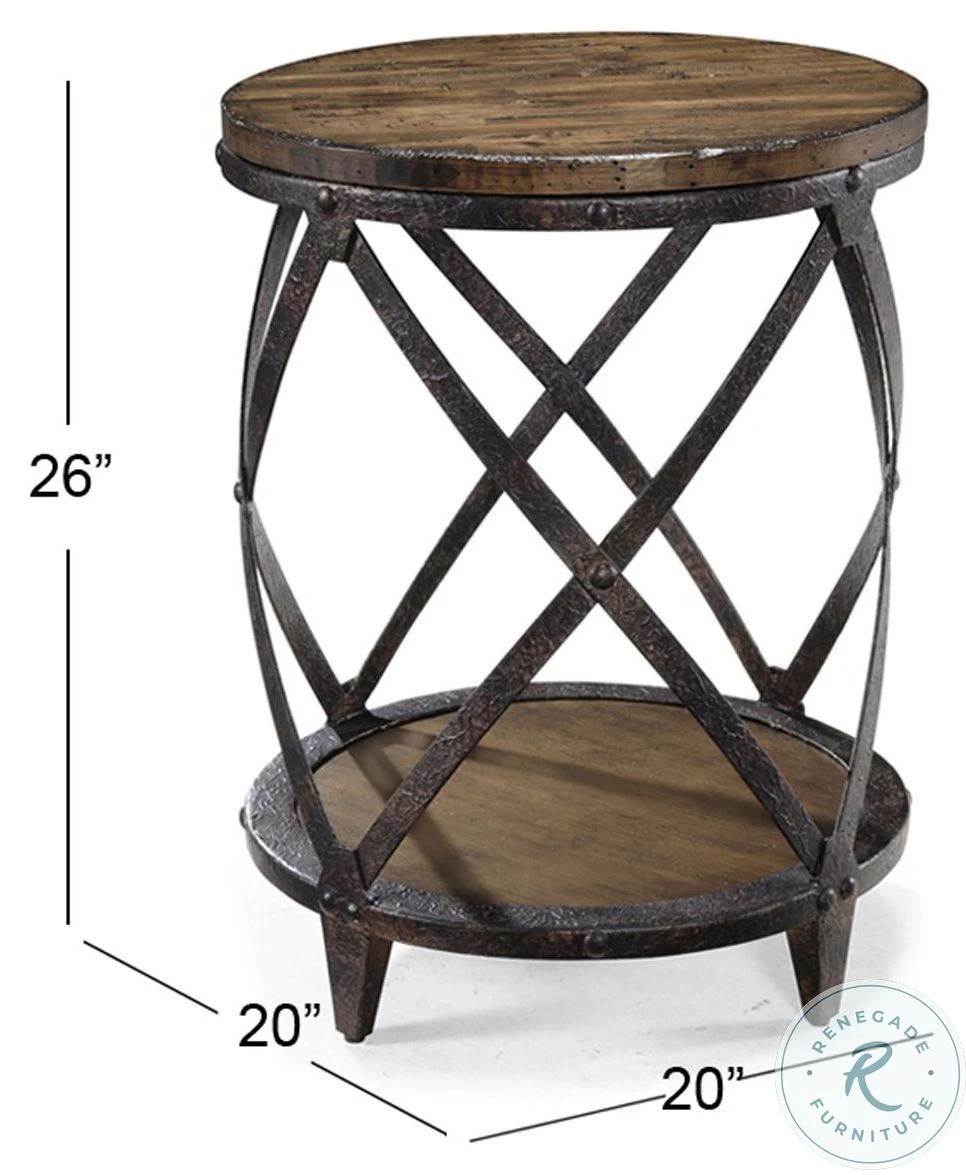 Pinebrook Distressed Natural Pine Round Accent Table - Image 3