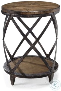 Pinebrook Distressed Natural Pine Round Accent Table