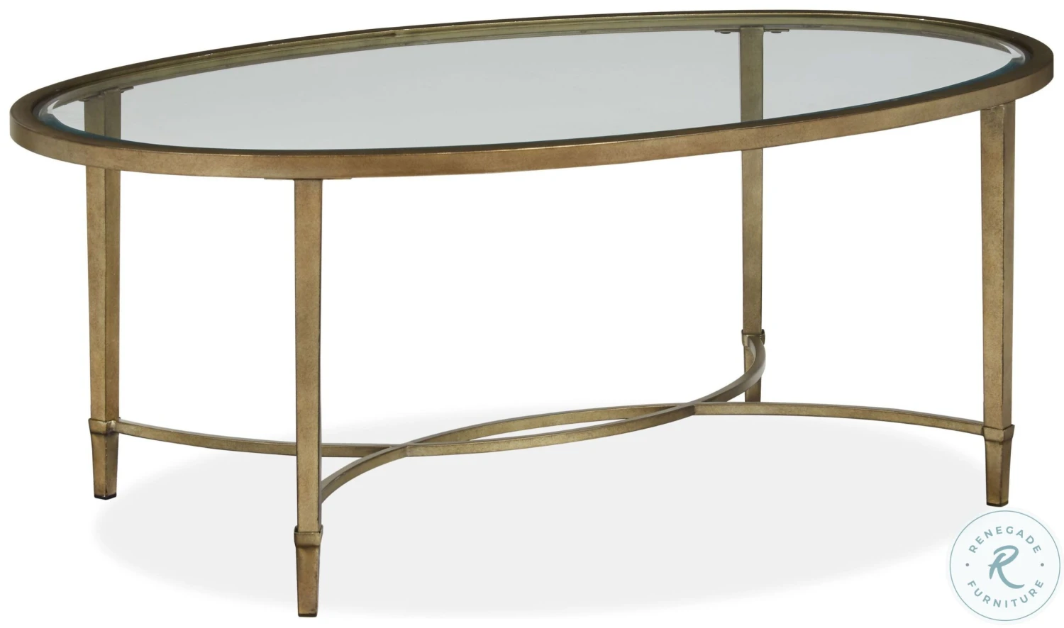 Copia Antiqued Silver With Gold Tint Oval Occasional Table Set - Image 2