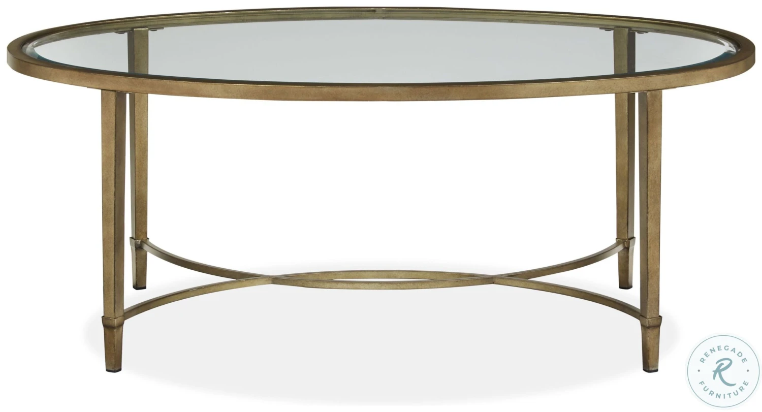 Copia Antiqued Silver With Gold Tint Oval Occasional Table Set - Image 6