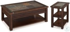 Roanoke Cherry And Slate Rectangular Lift Top Casters Occasional Table Set