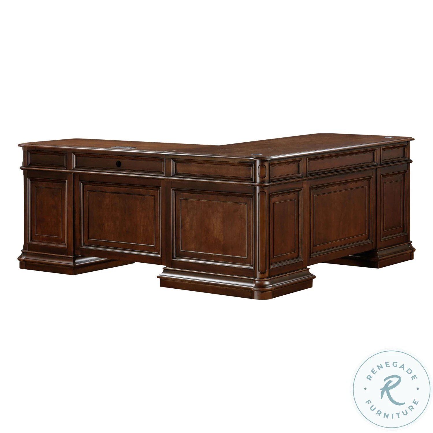 Roanoke Cherry L-Shaped Home Office Set - Image 3