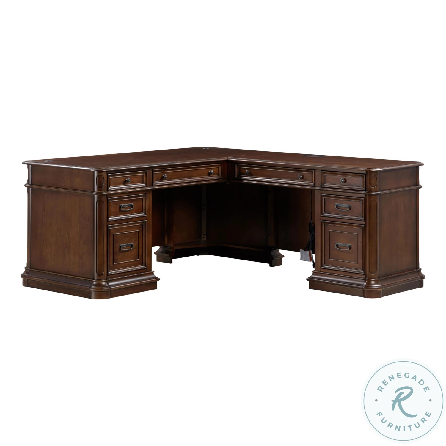 Roanoke Cherry L-Shaped Home Office Set - Image 4
