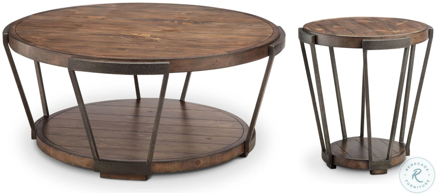 Yukon Bourbon And Aged Iron Round Occasional Table Set