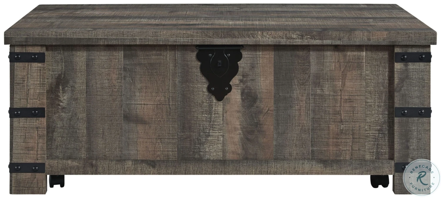 Hollum Rustic Brown Lift Top Occasional Table Set - Image 5