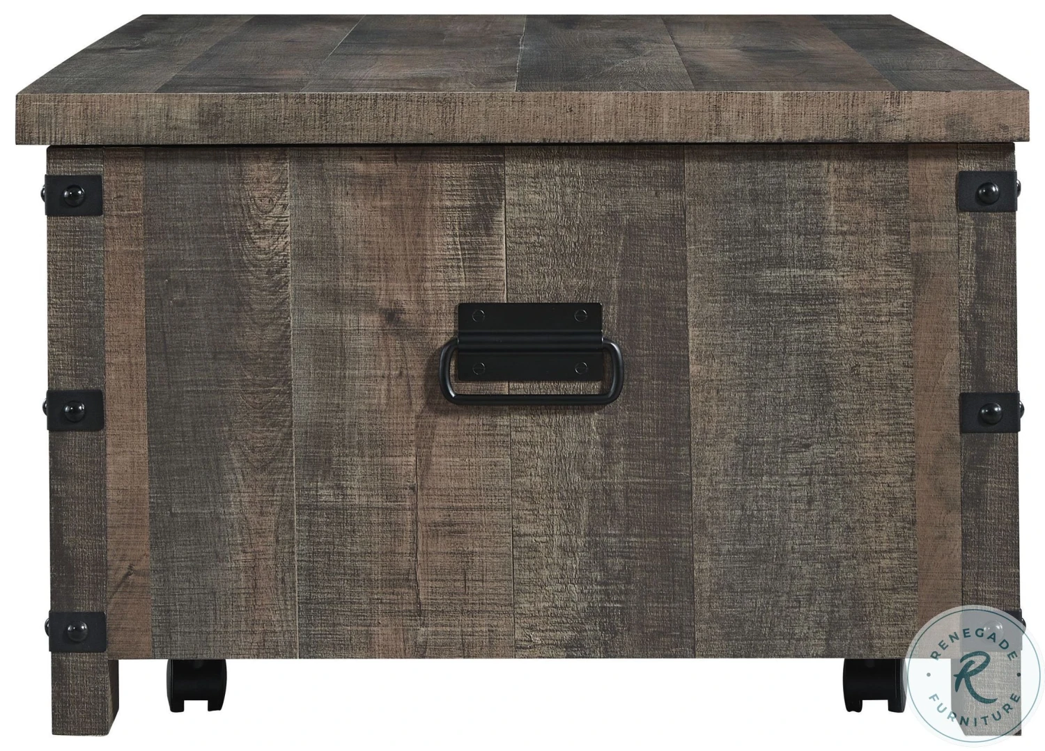 Hollum Rustic Brown Lift Top Occasional Table Set - Image 6