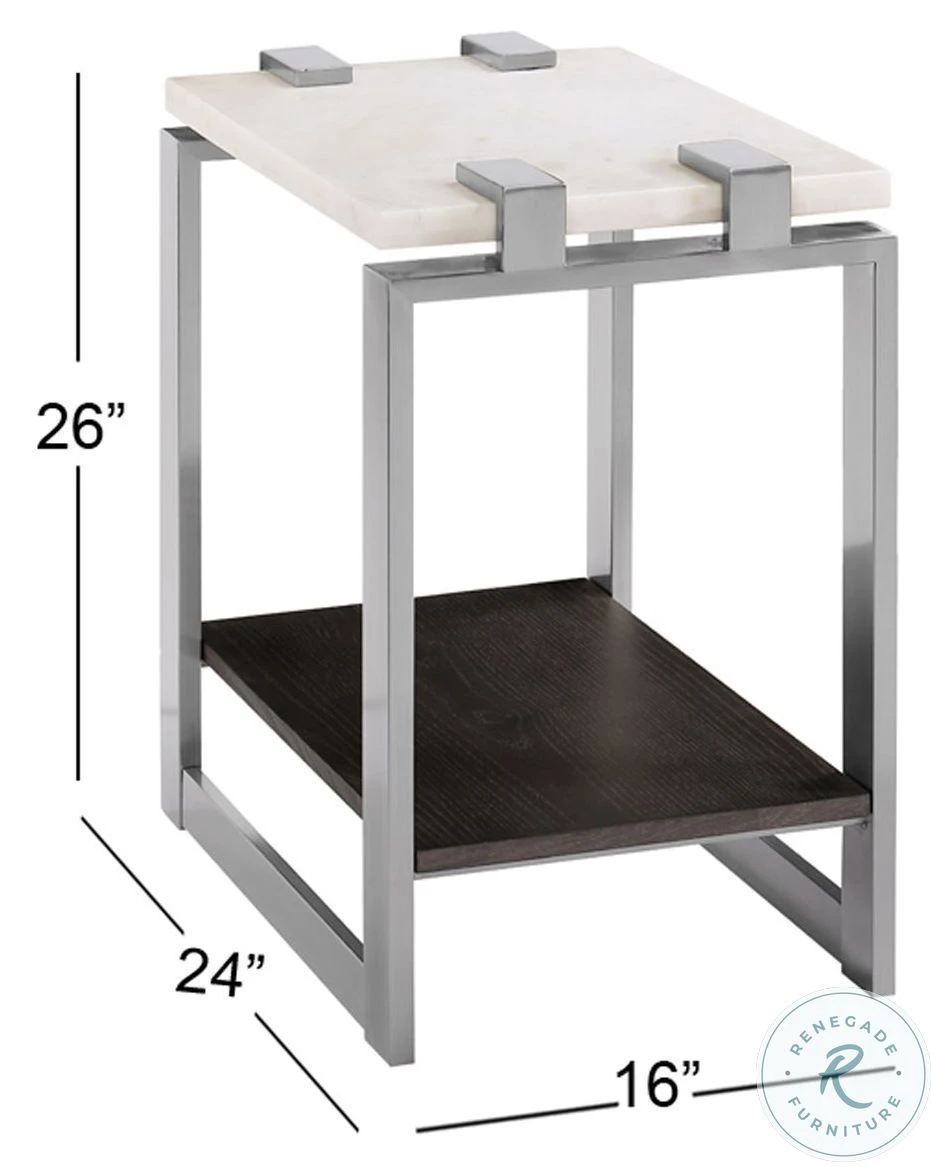 Paradox Pearl White And Roasted Almond Metal Rectangular Occasional Table Set - Image 8