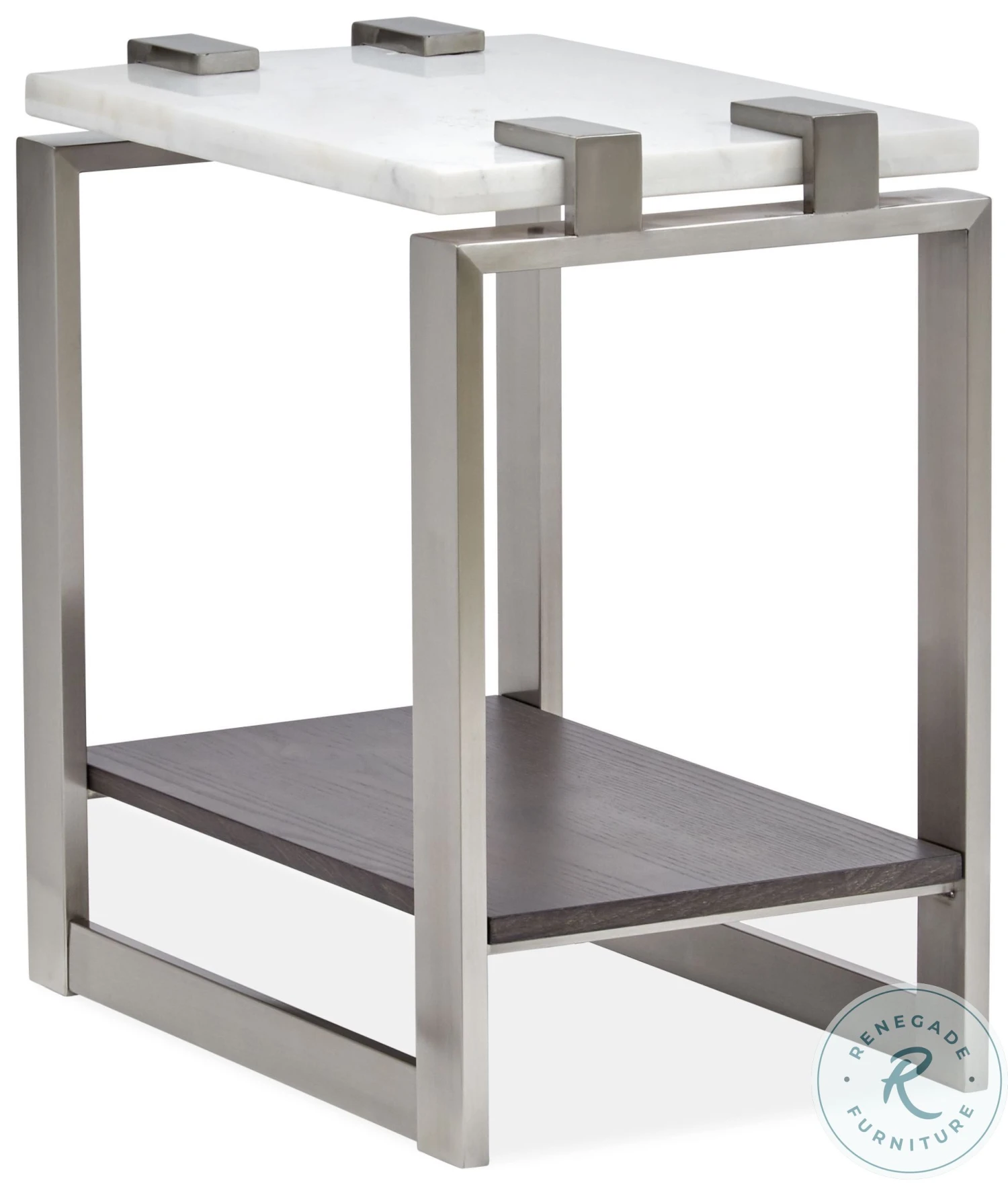 Paradox Pearl White And Roasted Almond Metal Rectangular Occasional Table Set - Image 7