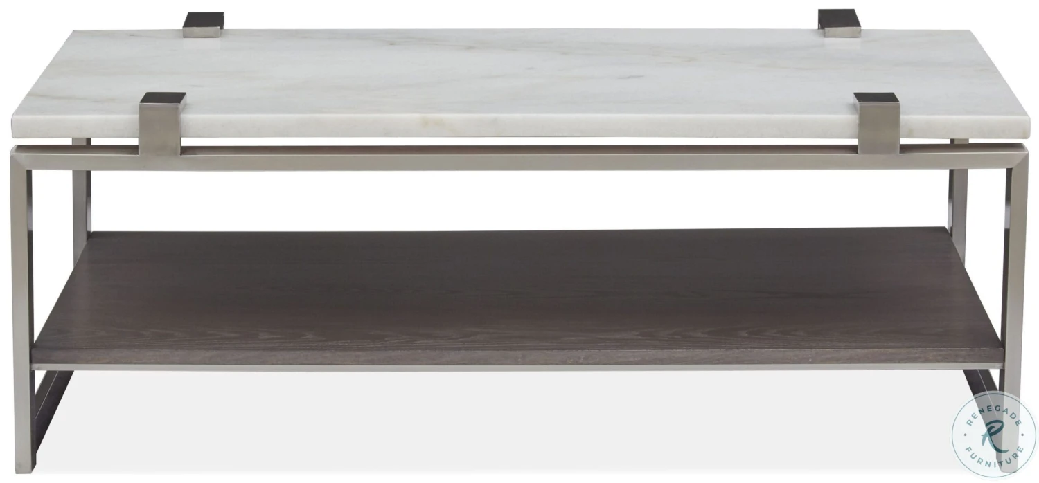 Paradox Pearl White And Roasted Almond Metal Rectangular Occasional Table Set - Image 4