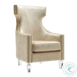 Gramercy Gold Croc Velvet Wing Chair