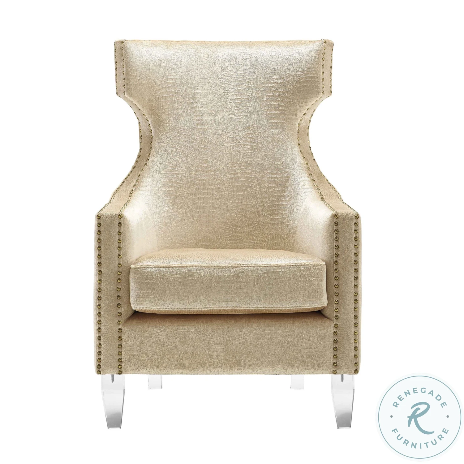 Gramercy Gold Croc Velvet Wing Chair - Image 4