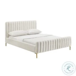 Angela Cream Upholstered Full Platform Bed