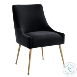 Beatrix Black Velvet Side Chair With Gold Legs
