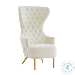 Jezebel Cream Velvet Wingback Chair By Inspire Me Home Decor