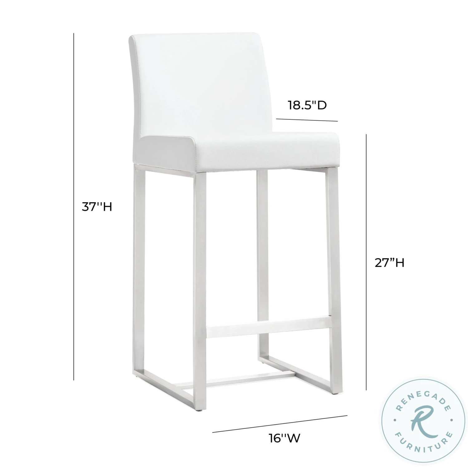 Denmark White Stainless Steel Counter Height Stool Set Of 2 - Image 3