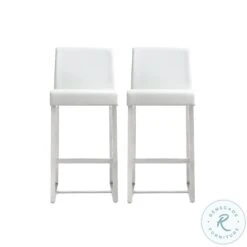 Denmark White Stainless Steel Counter Height Stool Set Of 2