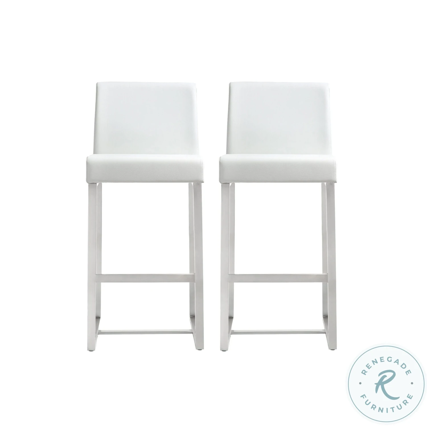 Denmark White Stainless Steel Counter Height Stool Set Of 2