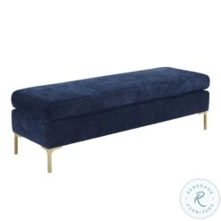 Delilah Navy Textured Velvet Bench