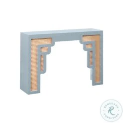 Suzie Pastel Blue And Rattan Console Table