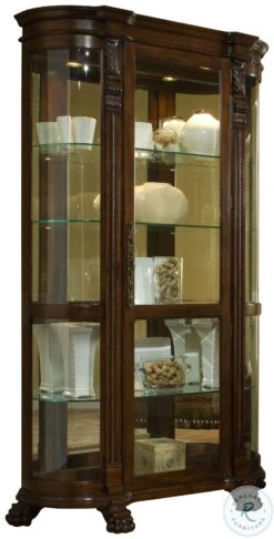 102003 Chocolate Maple Brown Curved Curio Cabinet