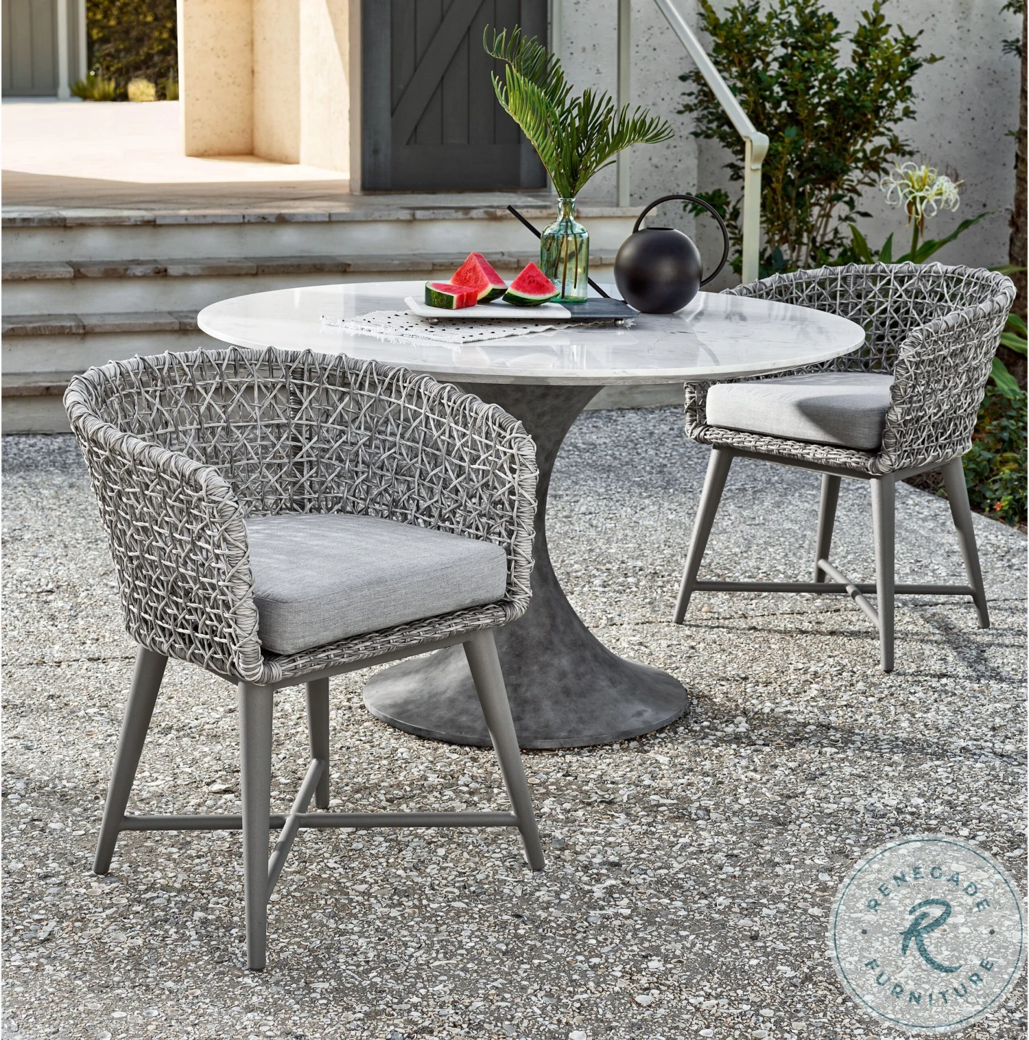 Universal Coastal Living Santa Cruz Faux Marble Outdoor Dining Set - Image 3